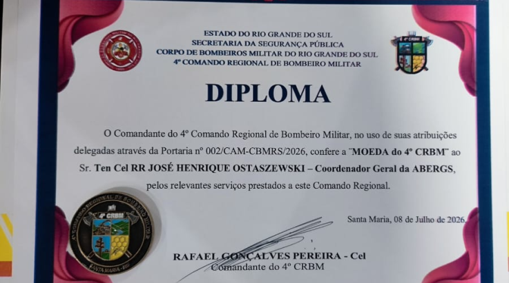 Coordenador da ABERGS recebe Medalha do 4° CRBM